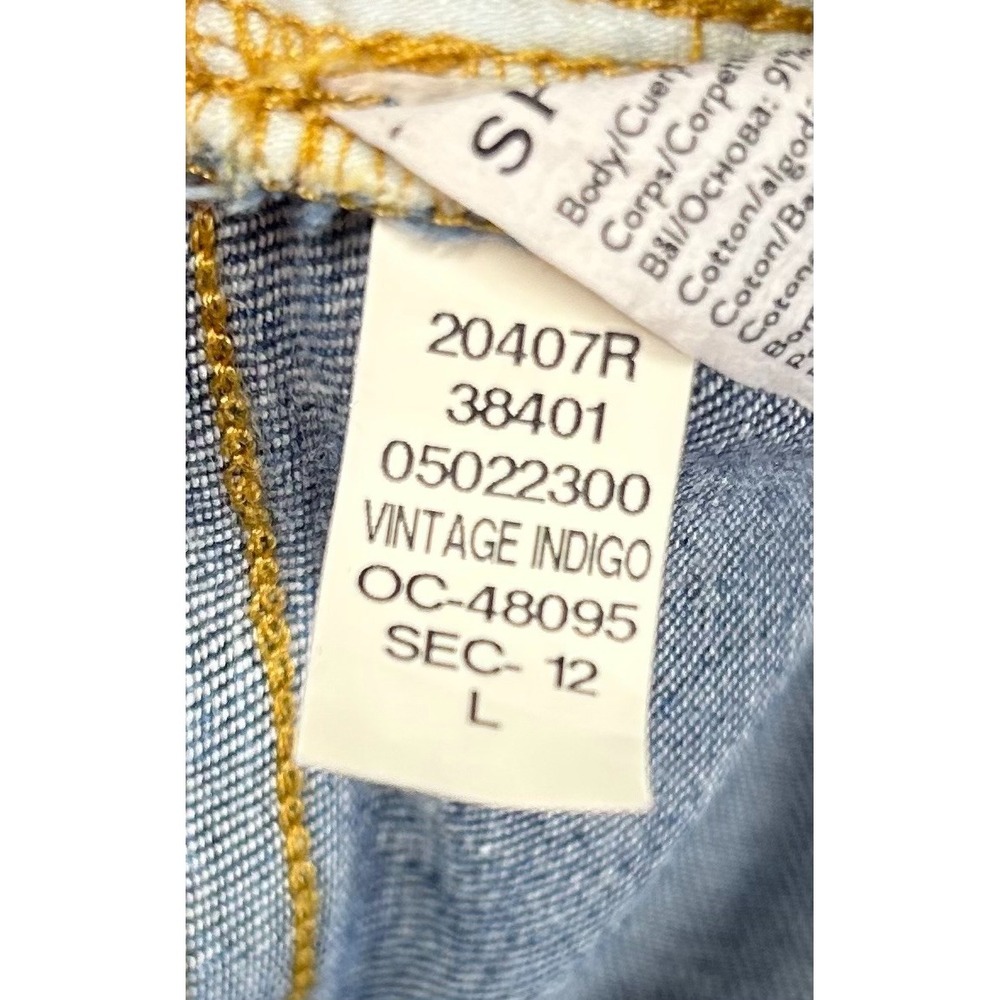 Vintage Spanx Wide Leg Jeans Womens L Indigo Blue Denim Seamed Front Pull On - Picture 7 of 14